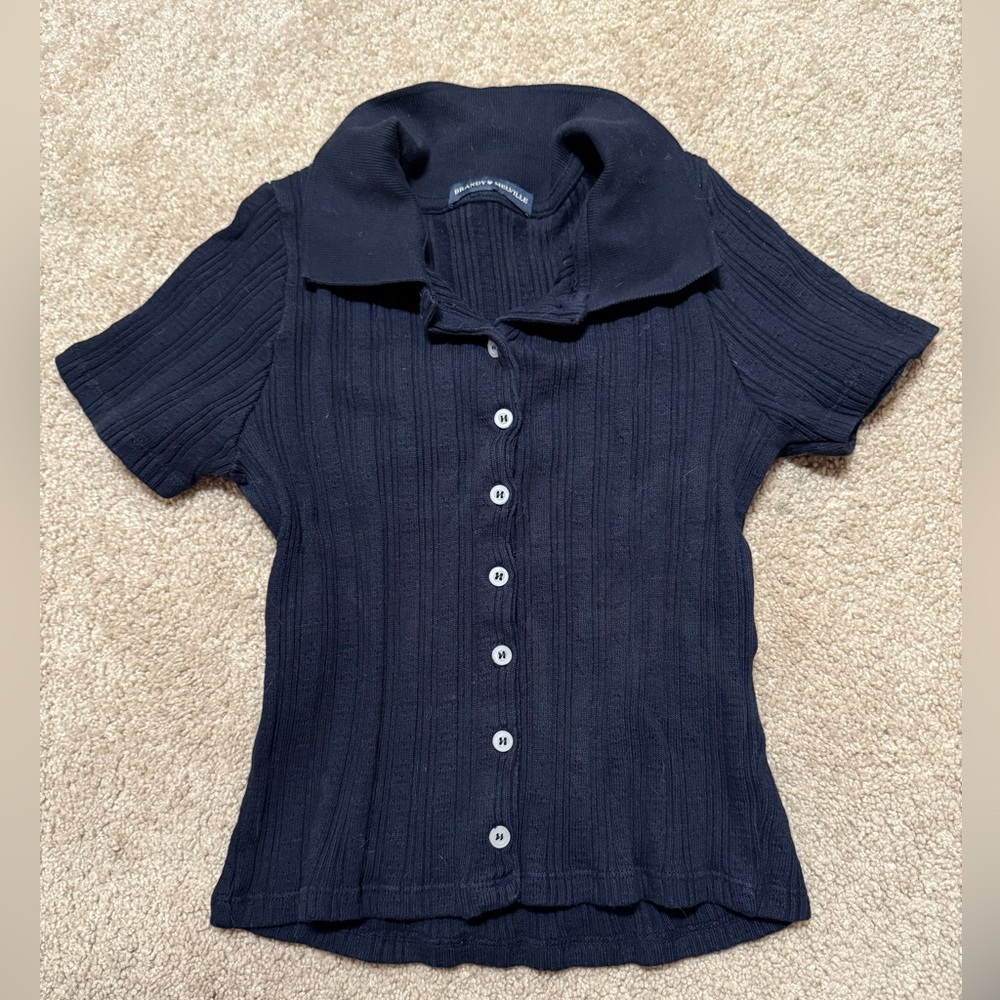Brandy Melville Collar Shirt Dark Blue